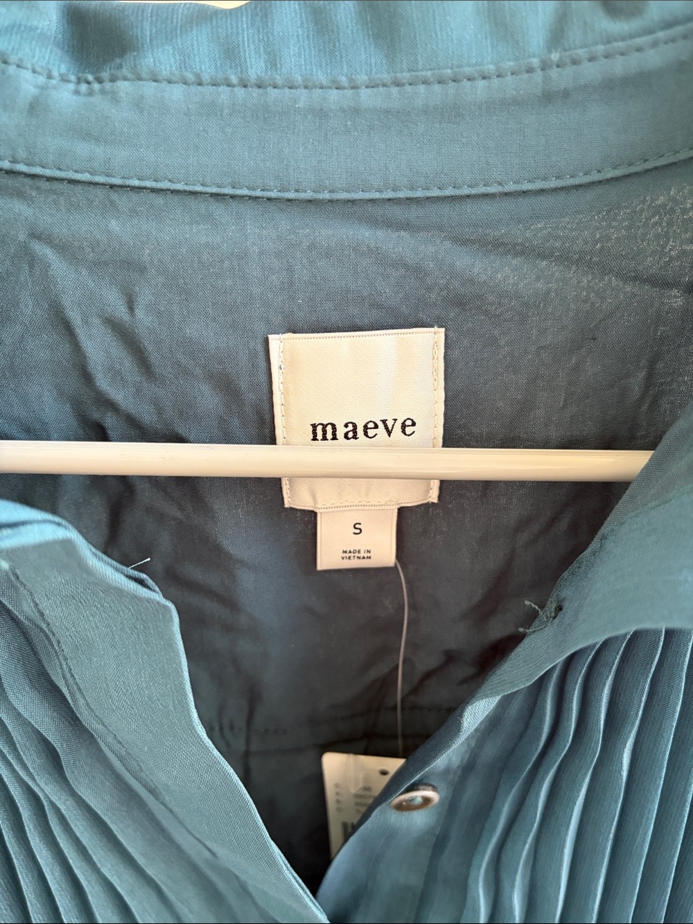 Anthropologie | Maeve Long-Sleeve Pleated Mini Shirt Dress Green Teal S NWT - Picture 3 of 7